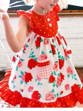 Eleanor Rose dress hearts and roses floral print dress size 8-10